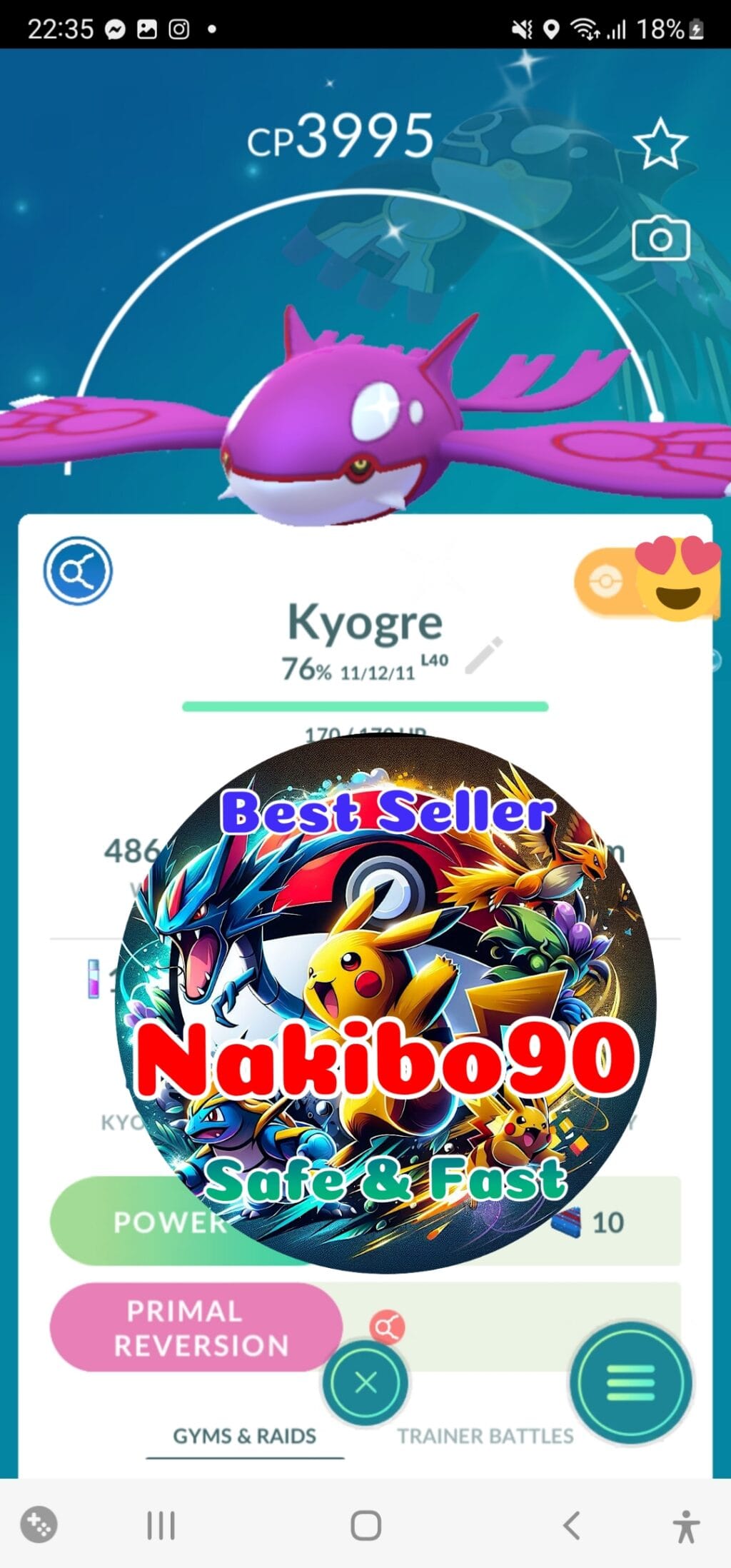 Pokémon Go Kyogre Level 40