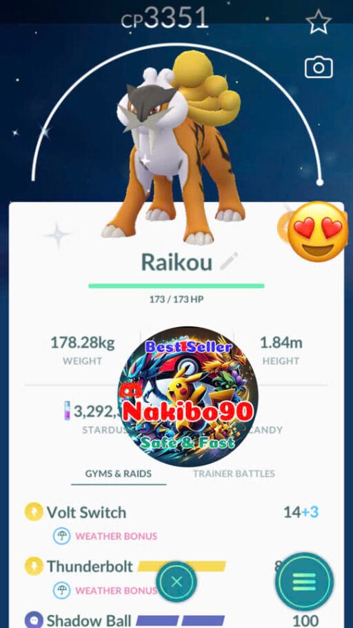 Pokémon Go Shiny Raikou Level 40