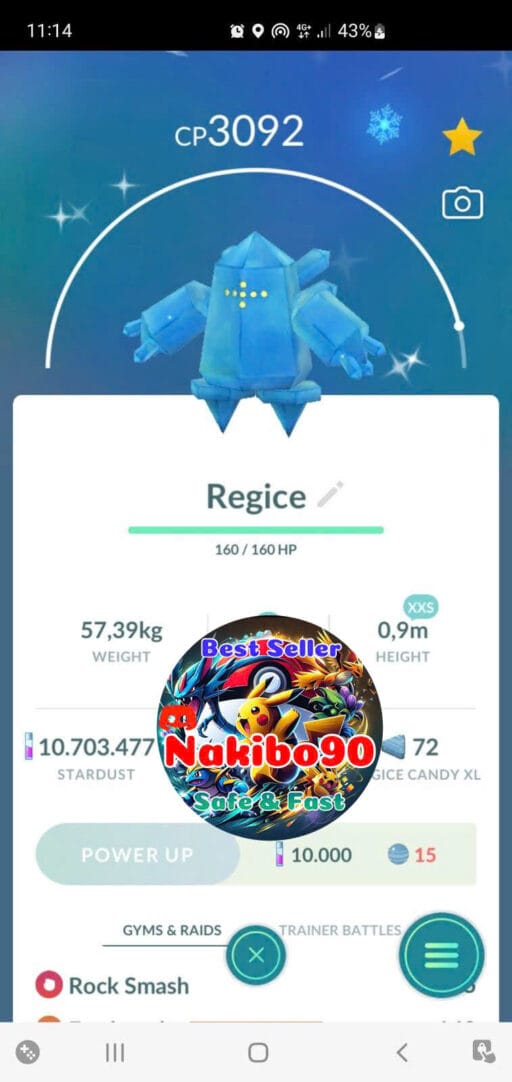 Pokémon Go Shiny Regice Level 40