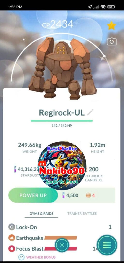 Pokémon Go Shiny Regirock Level 40