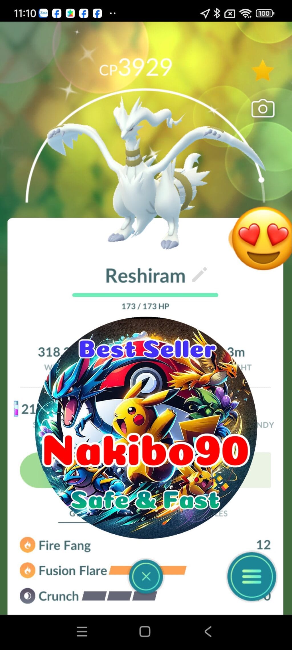 Pokémon Go Shiny Reshiram Level 40