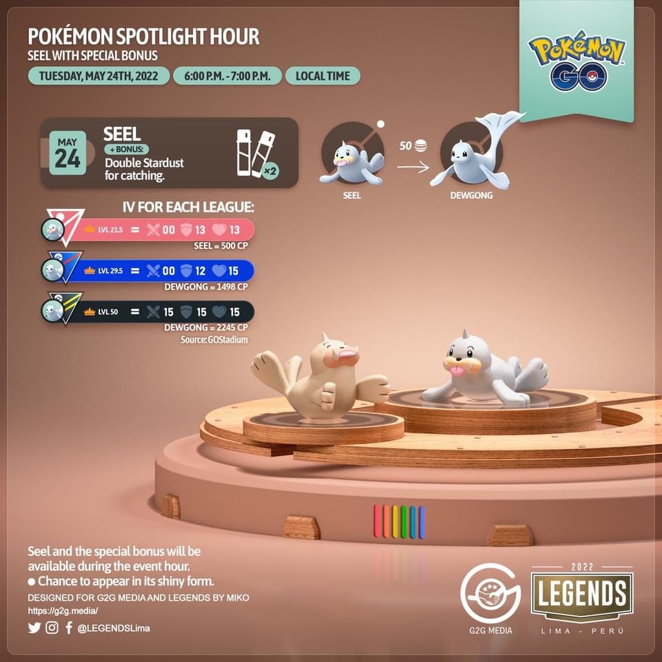 Pokémon Go Spotlight Hour Seel 24th May 2022