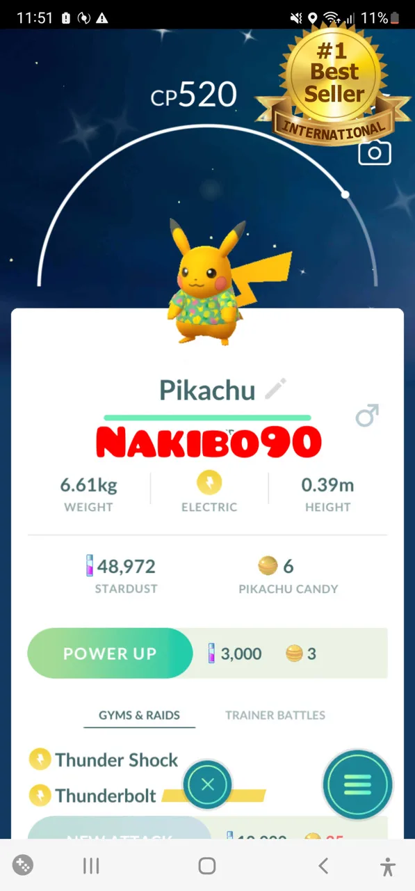 Pokémon Go Shiny Pikachu Taipei Green Shirt