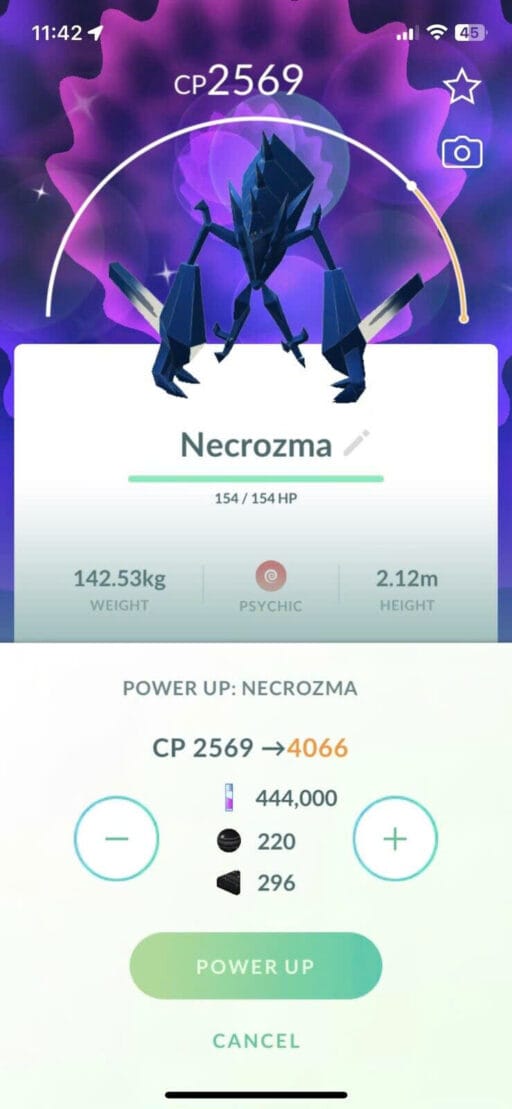 Pokémon Go Shiny Necrozma Level 40