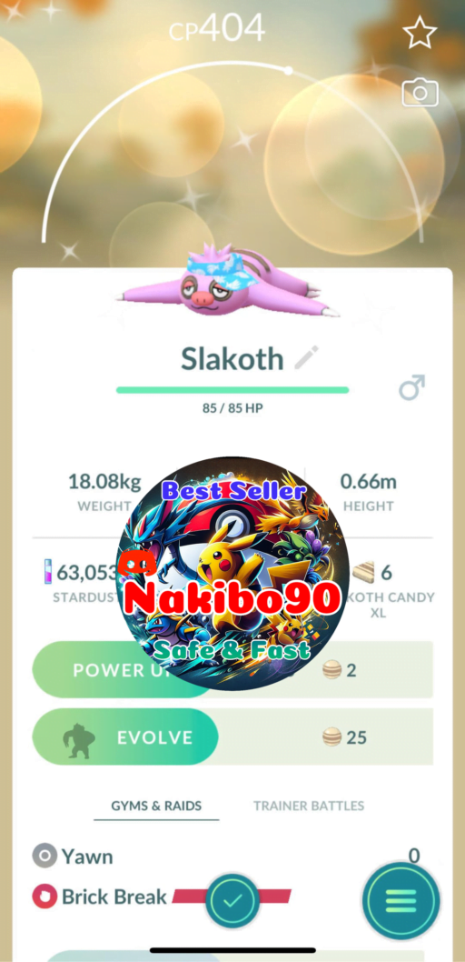 Pokémon Go Shiny Slakoth wearing a visor