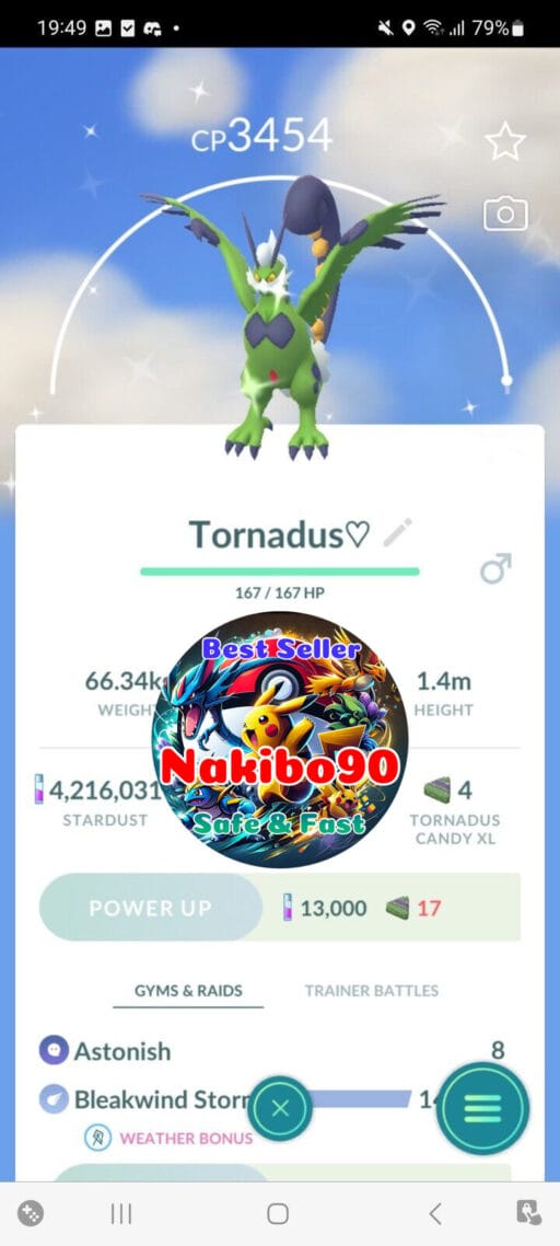 Pokémon Go Shiny Tornadus Therian Level 40