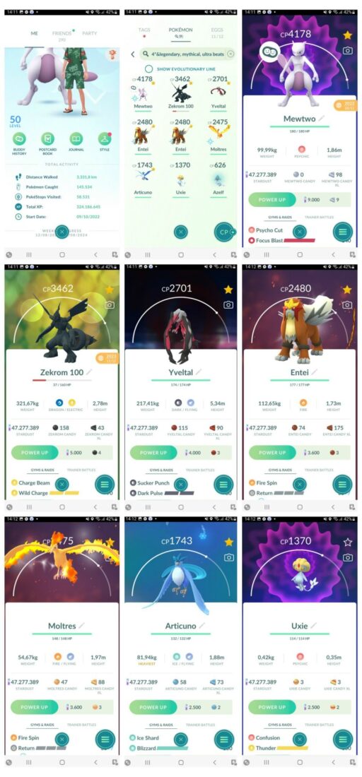 Pokémon Go Account Lv50 Good 9 Legenedary IV100 - 47 Million Dust