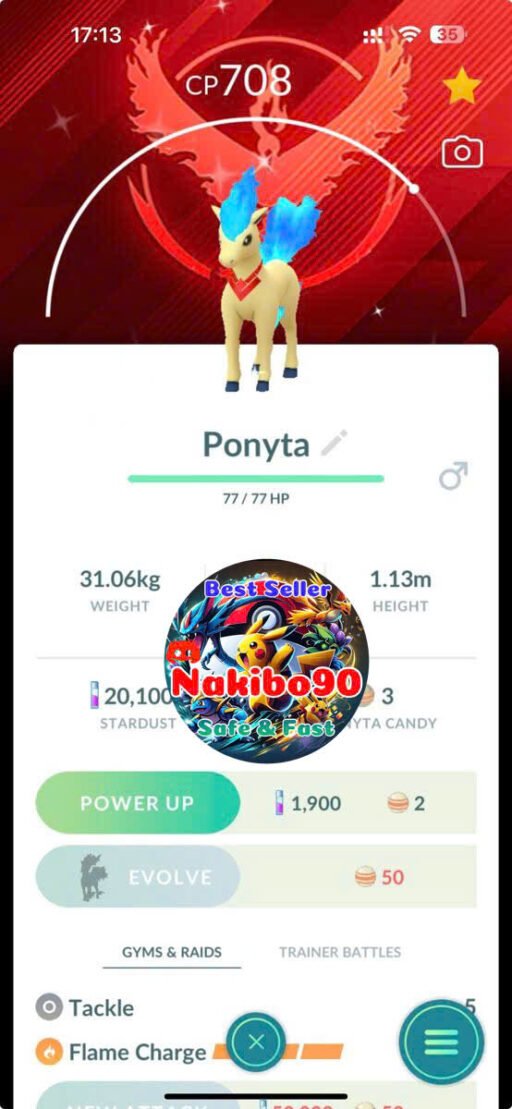 Pokémon Go Shiny Ponyta Candela Team Valor Background