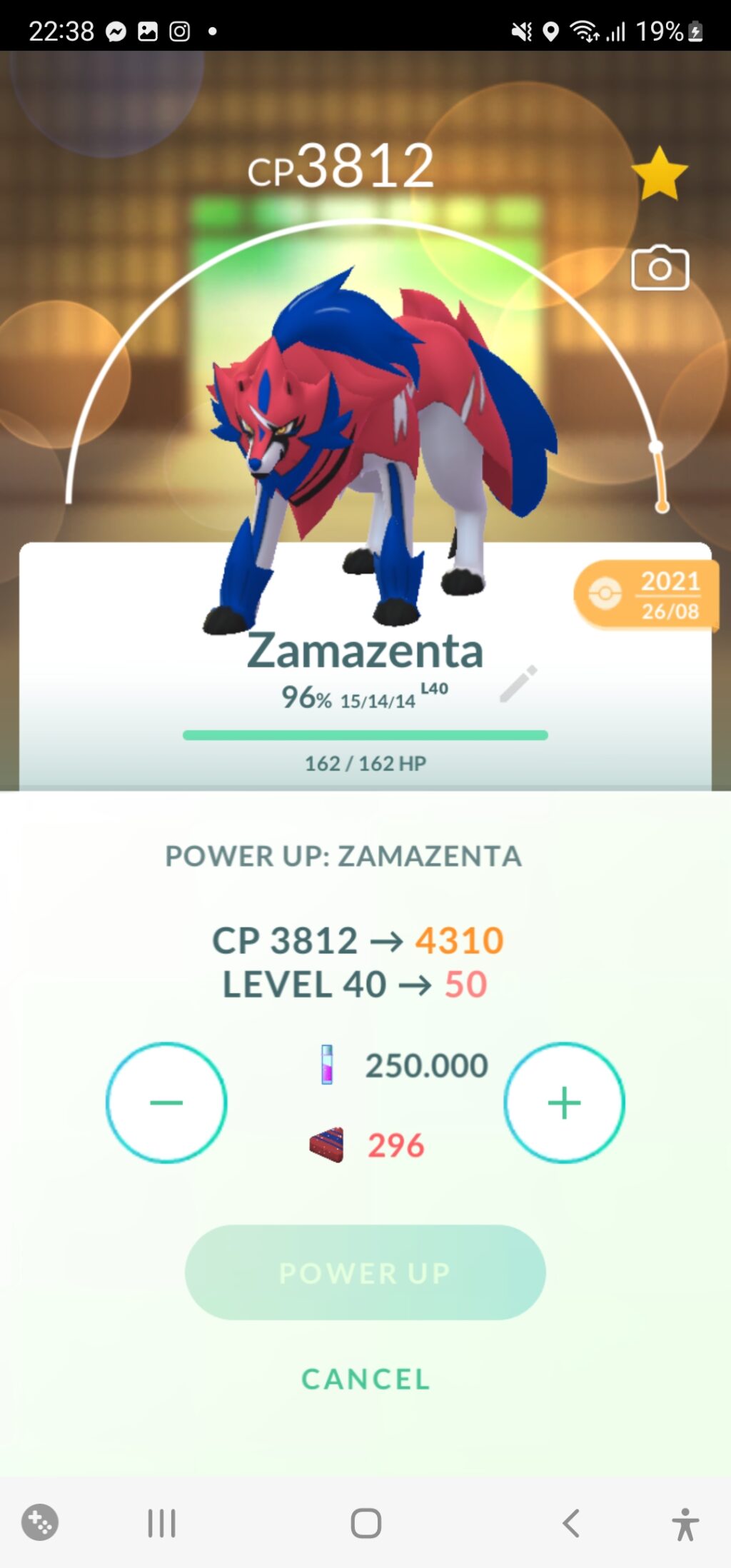 Pokémon Go Zamazenta Level 40