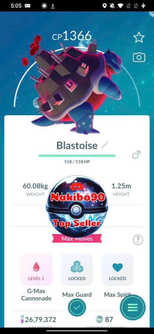 Pokémon Go Gigantamax Blastoise ( Non Shiny )