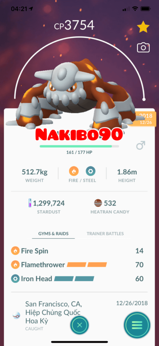 Pokémon Go Heatran Level 40