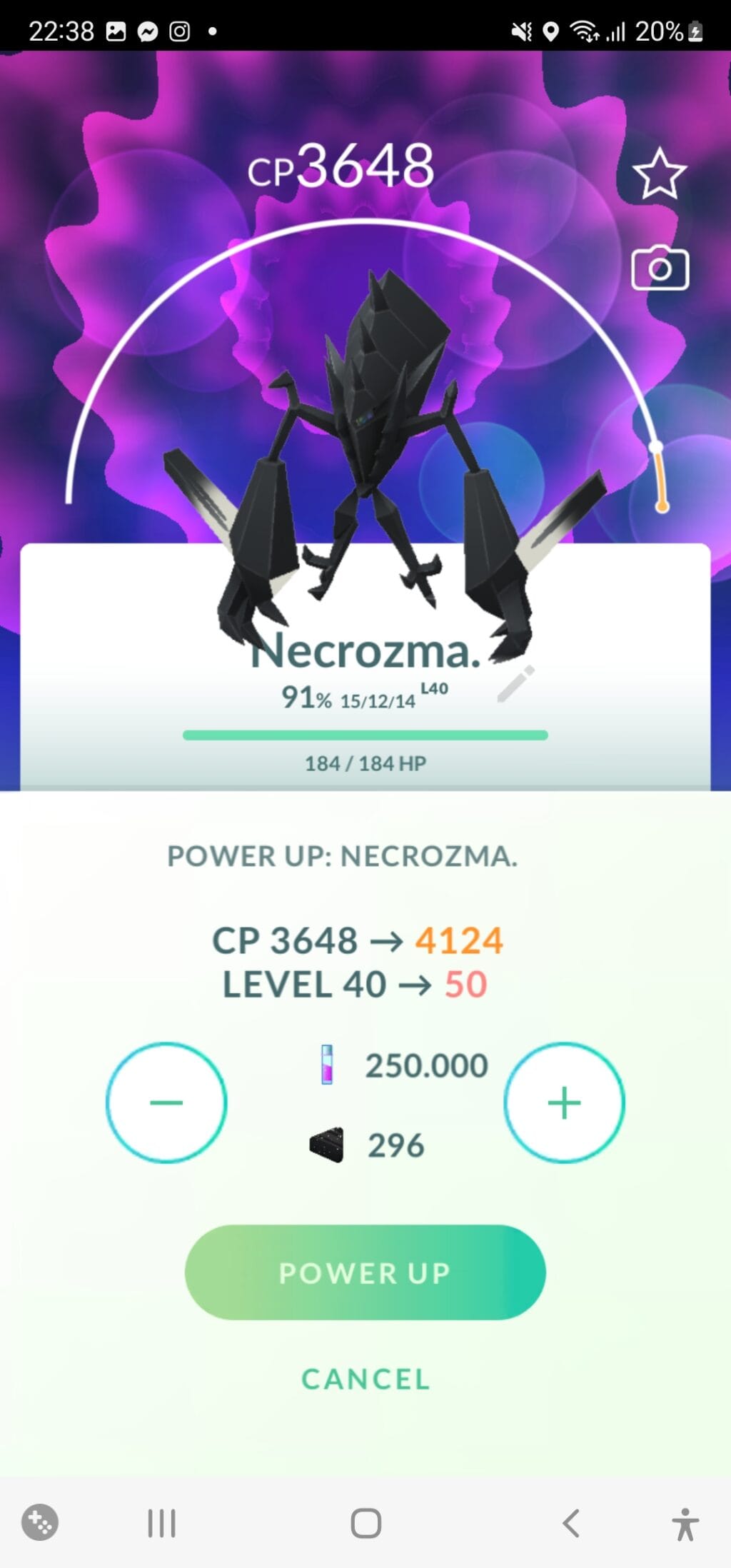 Pokémon Go Necrozma Level 50