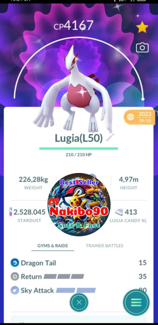 Pokémon Go Shiny Lugia Level 50