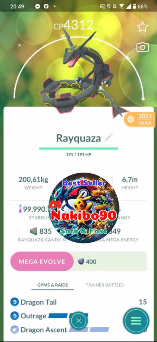 Pokémon Go Shiny Rayquaza Level 50 (Dragon Ascent)