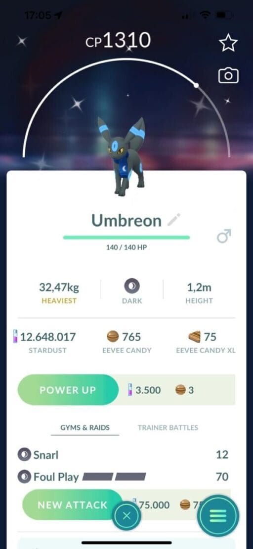 Pokémon Go Shiny Umbreon wearing a night scarf