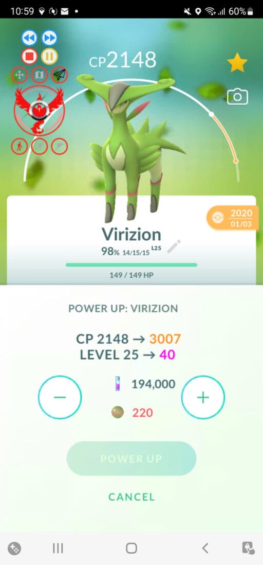 Pokémon Go Virizion Level 40