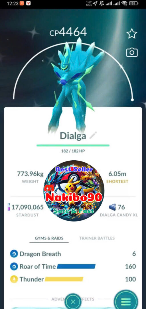 Shiny Dialga Origin Forme Level 40, Level 50 Legacy Roar of Time