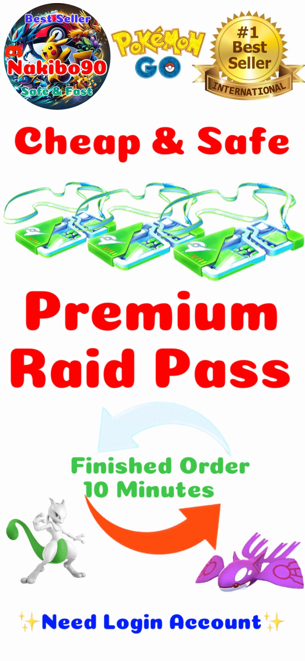 Pokémon Go Premium Raid Pass Cheap - Fast & Secure Service