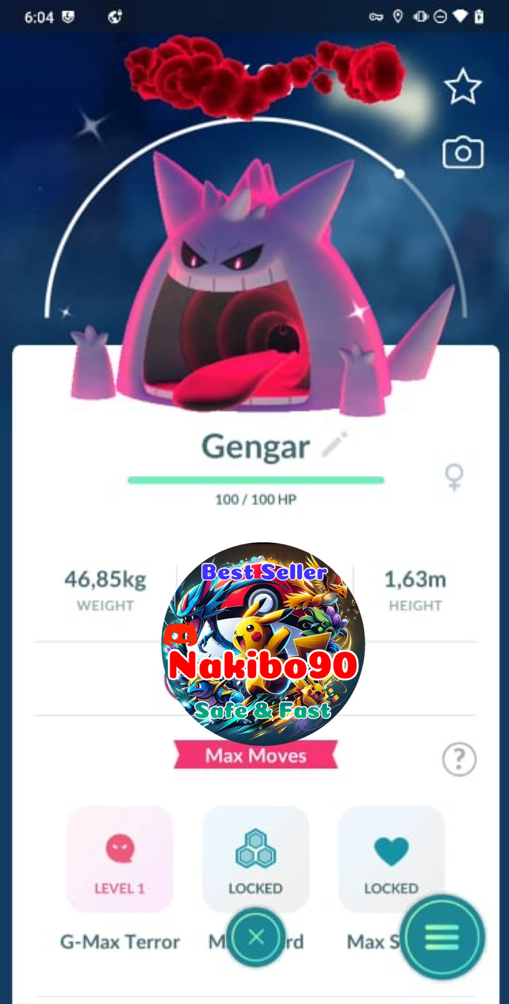 Pokémon Go Shiny Gengar Gigantamax