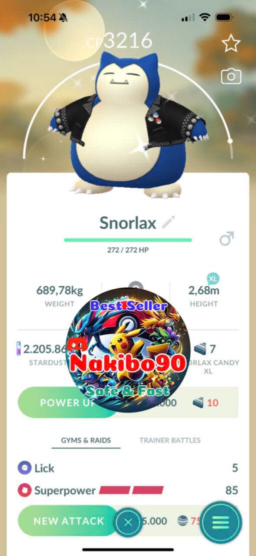 Pokémon Go Shiny Snorlax wearing a studded jacket