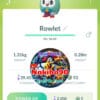 Pokémon Go Shiny Rowlet wearing a Halloween hat costume